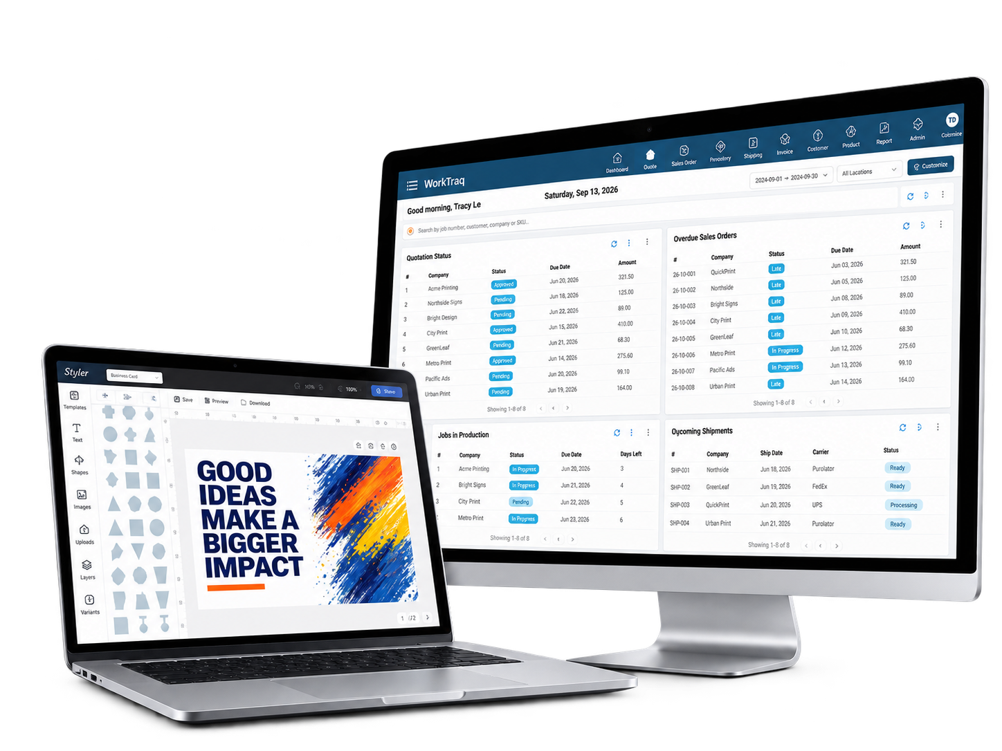 Print WorkTraq print management software dashboard